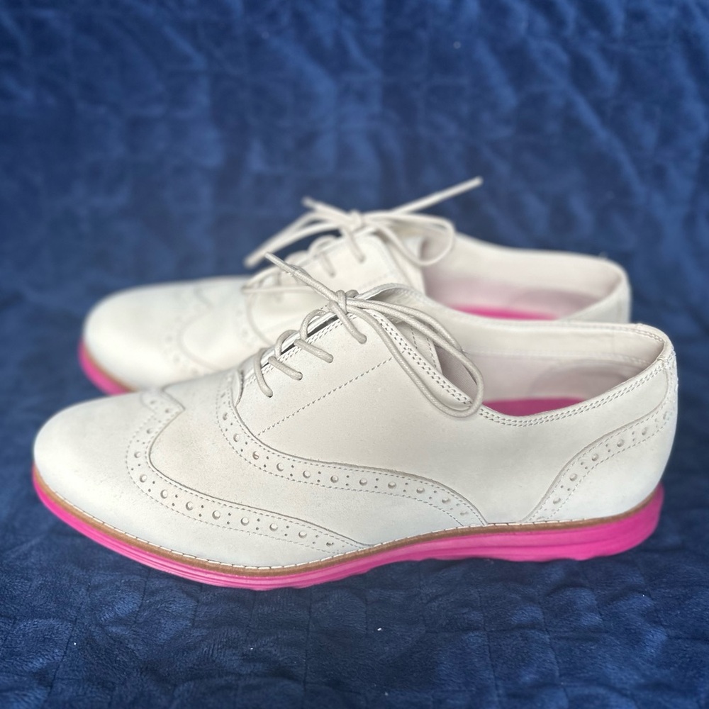 Women's Cream and Pink Oxford Shoes